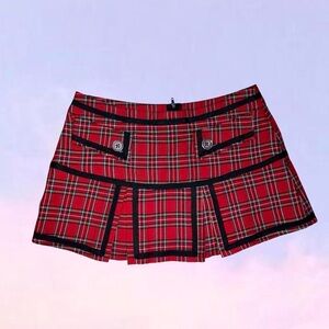 Vintage 90s y2k Lip Service Red Plaid Mini Skirt